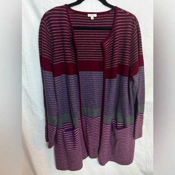 Talbots Sweaters - Talbots Woman’s Purple Stripe Ombre Open Cardigan Plus Size 2X